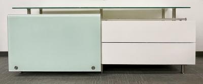 Mid Century Modern White Lacquered and Glass Console Dresser or Sideboard
