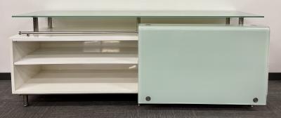Mid Century Modern White Lacquered and Glass Console Dresser or Sideboard
