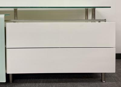 Mid Century Modern White Lacquered and Glass Console Dresser or Sideboard