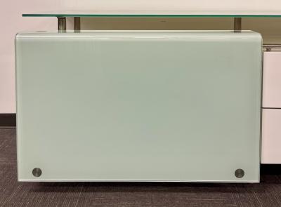 Mid Century Modern White Lacquered and Glass Console Dresser or Sideboard