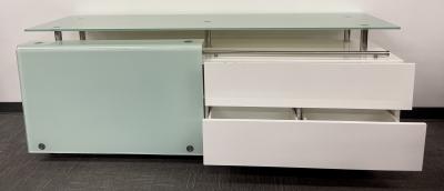 Mid Century Modern White Lacquered and Glass Console Dresser or Sideboard