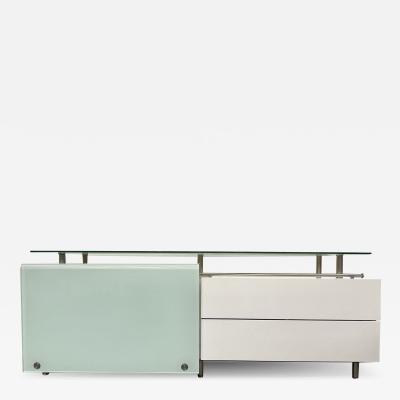 Mid Century Modern White Lacquered and Glass Console Dresser or Sideboard