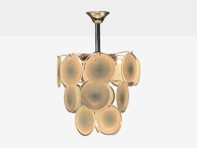 Mid Century Modern White Pendant Light Murano Glass Chrome 1960s
