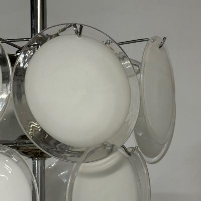 Mid Century Modern White Pendant Light Murano Glass Chrome 1960s