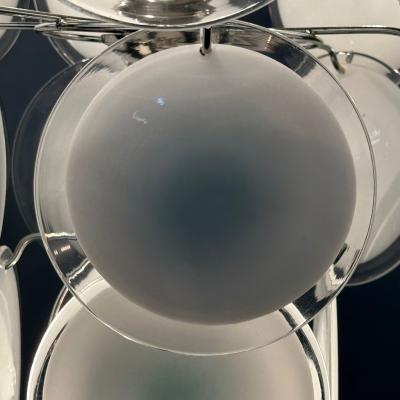 Mid Century Modern White Pendant Light Murano Glass Chrome 1960s