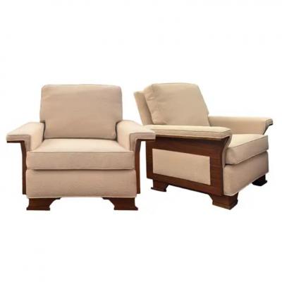 Mid Century Modern Wood Paneled Club Chairs