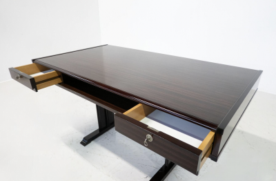 Mid Century Modern Wooden Desk with Drawers Italy 1960s