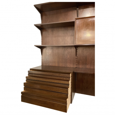 Mid Century Modern Wooden Wall Unit Italy 1960s