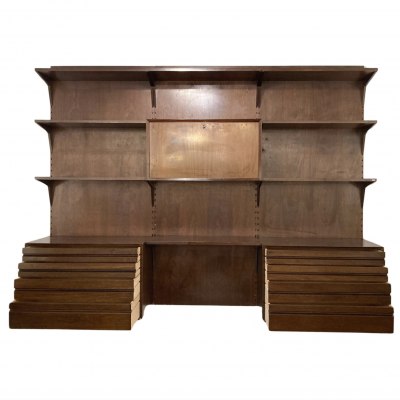 Mid Century Modern Wooden Wall Unit Italy 1960s