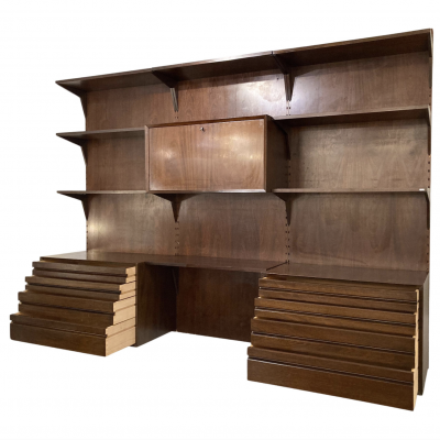 Mid Century Modern Wooden Wall Unit Italy 1960s