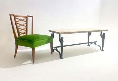 Mid Century Modern Wrought Iron Travertine Coffee Table