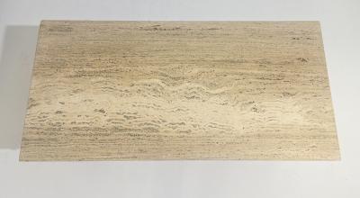 Mid Century Modern Wrought Iron Travertine Coffee Table
