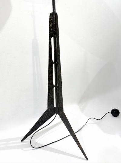 Mid Century Modern Wrought Iron Tripod Floor Lamp