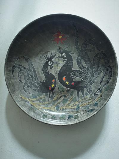 Mid Century Modern large Glazed ceramic bowl