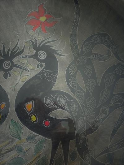 Mid Century Modern large Glazed ceramic bowl