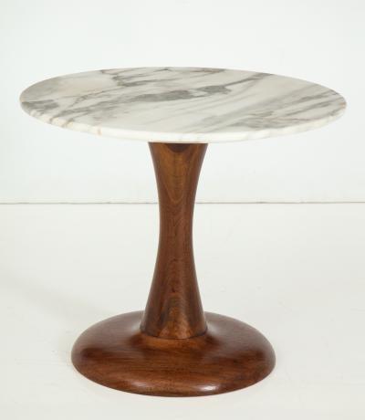 Mid Century Modern side table Walnut and Marble Top 