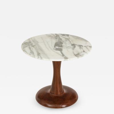 Mid Century Modern side table Walnut and Marble Top 