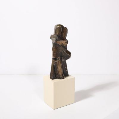 Mid Century Modernist Abstracted Figural Bronze Sculpture of an Embracing Couple
