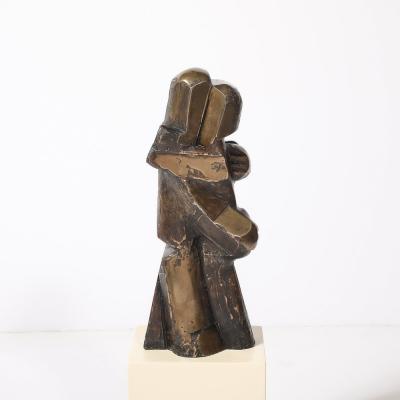 Mid Century Modernist Abstracted Figural Bronze Sculpture of an Embracing Couple