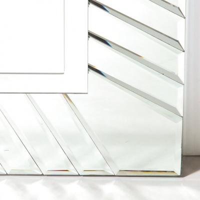 Mid Century Modernist Arch Form Beveled Directionally Tessellate Panel Mirror
