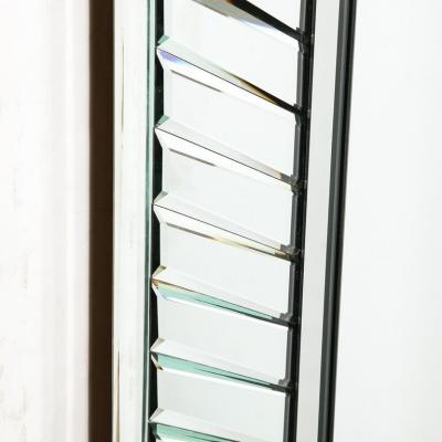 Mid Century Modernist Arch Form Beveled Directionally Tessellate Panel Mirror