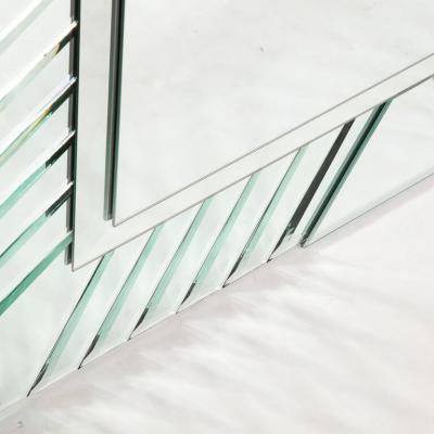 Mid Century Modernist Arch Form Beveled Directionally Tessellate Panel Mirror
