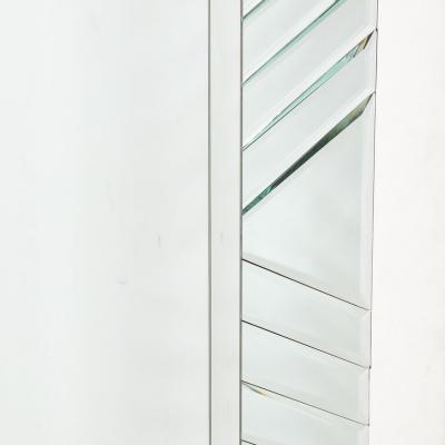 Mid Century Modernist Arch Form Beveled Directionally Tessellate Panel Mirror