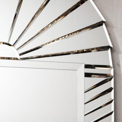 Mid Century Modernist Arch Form Beveled Directionally Tessellate Panel Mirror