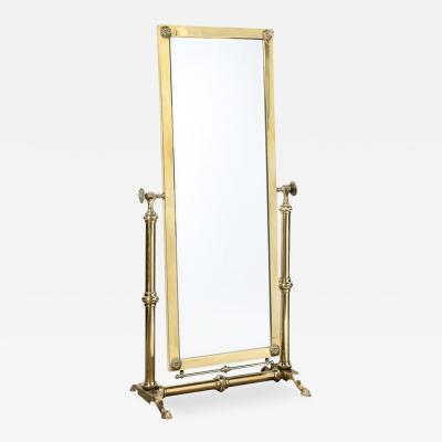 Mid Century Modernist Articulating Brass Full Length Cheval Mirror