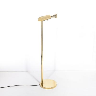Mid Century Modernist Articulating Floor Lamp in Polished Brass