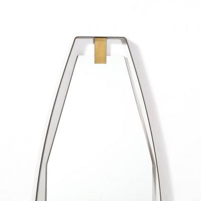 Mid Century Modernist Black Enameled Bronze Frame Brushed Brass Mirror