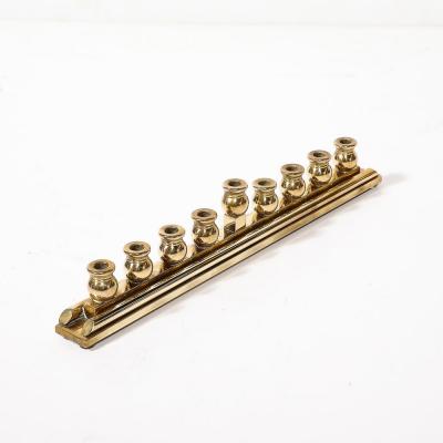 Mid Century Modernist Brass Menorah signed Morningstar Metalworks