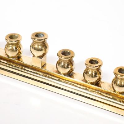 Mid Century Modernist Brass Menorah signed Morningstar Metalworks