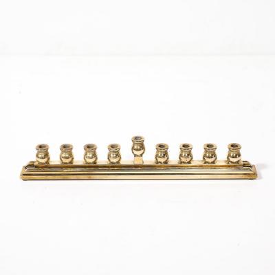 Mid Century Modernist Brass Menorah signed Morningstar Metalworks