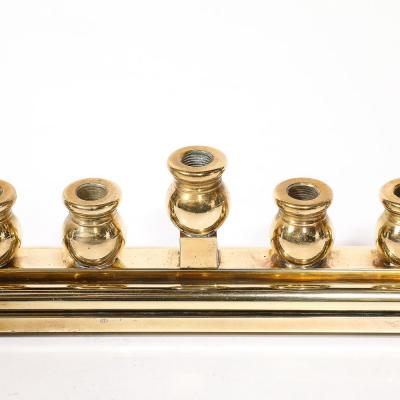 Mid Century Modernist Brass Menorah signed Morningstar Metalworks