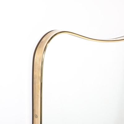 Mid Century Modernist Brass Wrapped Mirror w Curvilinear Tapered Form