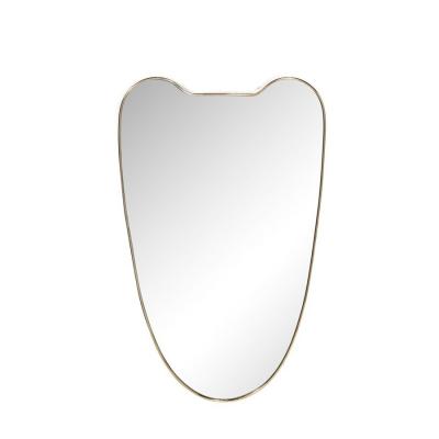 Mid Century Modernist Brass Wrapped Shield Form Mirror