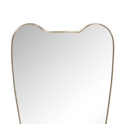 Mid Century Modernist Brass Wrapped Shield Form Mirror