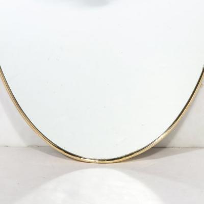 Mid Century Modernist Brass Wrapped Shield Form Mirror