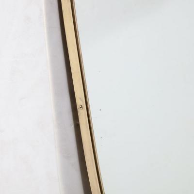 Mid Century Modernist Brass Wrapped Shield Form Mirror