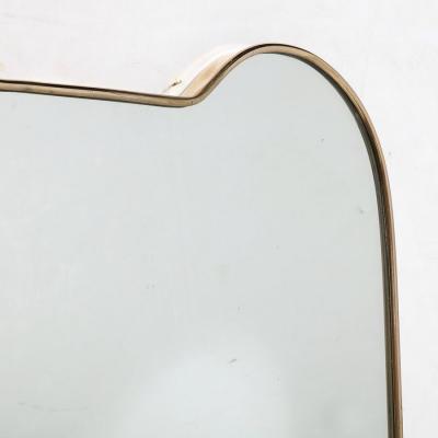 Mid Century Modernist Brass Wrapped Shield Form Mirror