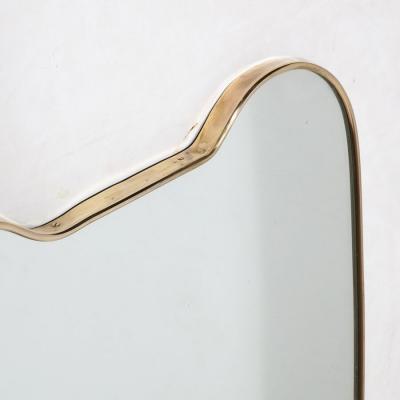 Mid Century Modernist Brass Wrapped Shield Form Mirror
