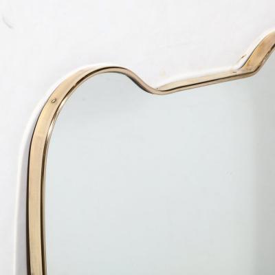 Mid Century Modernist Brass Wrapped Shield Form Mirror