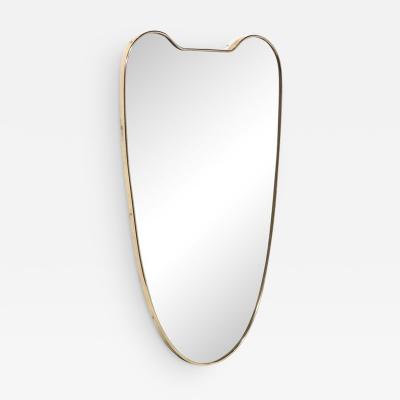 Mid Century Modernist Brass Wrapped Shield Form Mirror