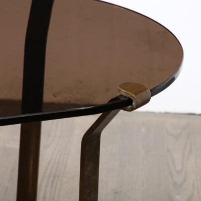Mid Century Modernist Bronze Smoked Glass Cocktail Occasional Table