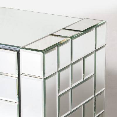 Mid Century Modernist Cabinet in Tessellated Beveled Mirror Panels