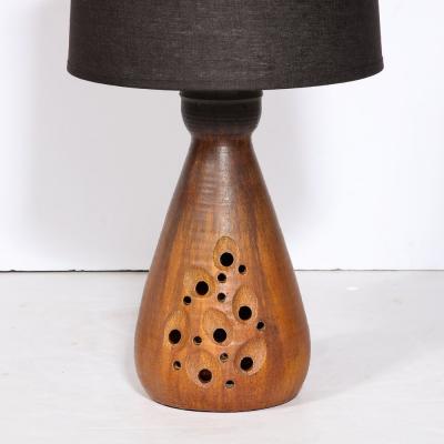 Mid Century Modernist Ceramic Table Lamp in Graphite and Red Iron Oxide Glaze