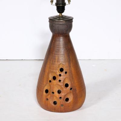 Mid Century Modernist Ceramic Table Lamp in Graphite and Red Iron Oxide Glaze