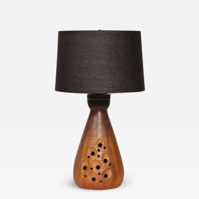 Mid Century Modernist Ceramic Table Lamp in Graphite and Red Iron Oxide Glaze