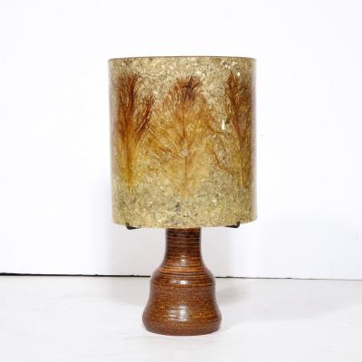 Mid Century Modernist Ceramic Table Lamp in Red Iron Oxide with Resin Shade